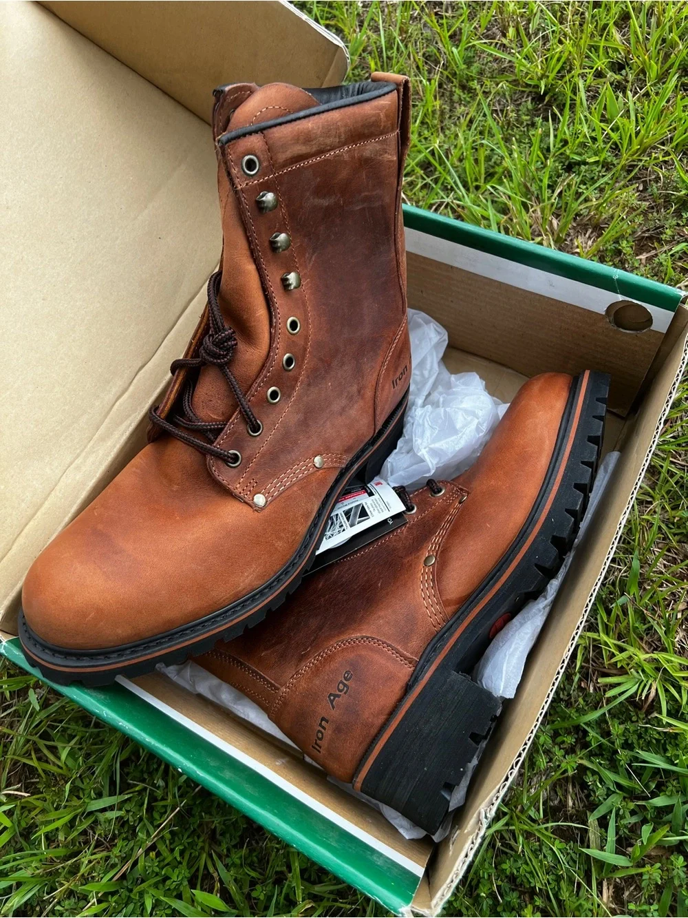 NEW Vintage Iron Age size 10 Mens WIDE Steel Toe Logger Leather Boots
